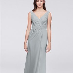 David's Bridal Mystic Faux Wrap Chiffon Dress 8 10